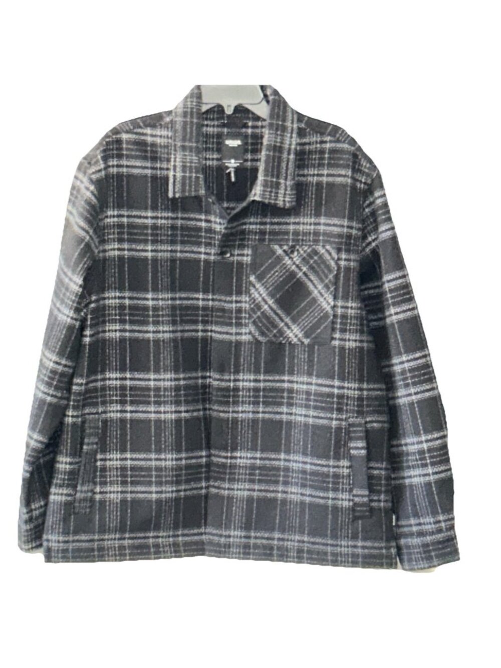 NWOT Union SEA WA Blanket Flannel Shirt Jacket Black Plaid Pattern Men’s XL